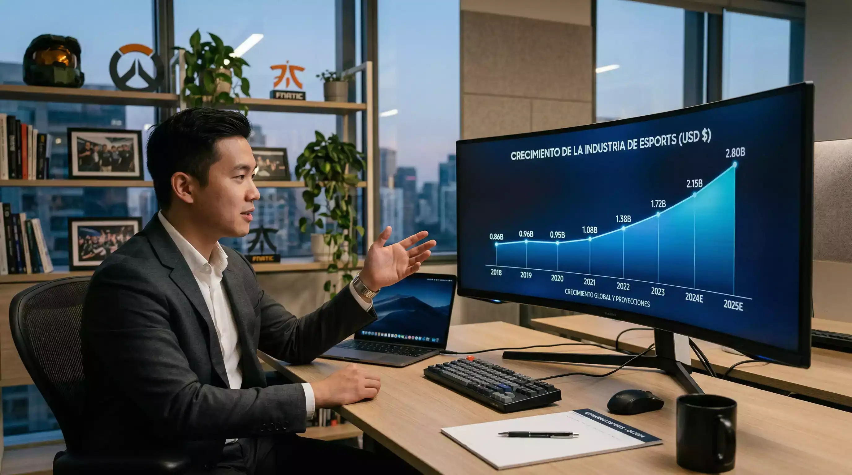 Gráfico de líneas mostrando el crecimiento del mercado de apuestas en esports